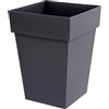 EDA Plastiques 13628 G.Ant SX3 - Toscana, Vaso Alto da Giardino in Polipropilene, 39 x 39 x 53 cm, Base Quadrata, Colore: Grigio Antracite