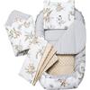Medi Partners Riduttore Lettino Neonato - 100x60x15 Nido Antisoffoco Neonati 5-Parti Bozzolo Culla per Bebè neonata bilaterale Cuscino 100% Cotone (Safari con Minky beige)