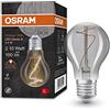LEDVANCE OSRAM Lampada LED Vintage 1906 vetro fumé, 3,4W, 100lm, forma classica a goccia (Classic A) con attacco E27, luce bianca calda, filamento non dimmerabile, durata fino a 15.000 ore
