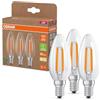 OSRAM Lampade LED ad alta efficienza con classe energetica A, confezione vantaggiosa con 3 lampadine, sostituisce le tradizionali lampadine da 40W, forma a candela, bianco caldo, E14,vetro a filamento
