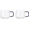 La Cafetière - Set di 2 tazze in vetro borosilicato resistente al calore, con manico in vetro blu, eleganti tazze per tè, caffè, cioccolata calda, impilabili, lavabili in lavastoviglie, 275 ml