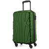 SUITLINE - Valigia per cabina, bagaglio a mano rigido, 4 doppie ruote, TSA, 100% ABS opaco, 55 cm, 34 litri, Verde