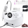 Urbuti Lima elettrica per unghie in gel con controllo a pedale, 45000 giri/min, fresa per unghie professionale con base multifunzionale, set per manicure e pedicure con display digitale
