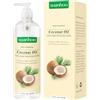 xuanhoo Olio di cocco frazionato Bio 500ML, olio vettore olio di cocco puro naturale per pelle e capelli, facilmente assorbibile, USDA Organic, olio per la riparazione e cura della pelle, olio di cocco per ma