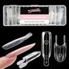 Willaudy 120 pezzi 15 misure a sandwich a doppia forma per unghie in polygel trasparente, stencil per unghie costruttori, stencil per unghie lunghe ovali doppie tip