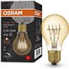 OSRAM Lampada LED Vintage 1906 vetro dorato, 4,8W, 400lm, forma classica a goccia (Classic A) con attacco E27, luce bianca calda, filamento a spirale, dimmerabile, durata fino a 15.000 ore