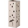 Baroni Home Portaombrelli Design Porta Ombrelli Moderno in Metallo con Intaglio Pioggia Ombrelli Tortora con Gancino e Vaschetta Scolapioggia Rimovibile 15,5X15X49 cm