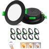 Laiebri Confezione da 10 Pack da Incasso a LED 230V Nero - Faretti da Soffitto IP44 - Faretti da Incasso a Soffitto Ø68-80mm, 2700K/4000K/6500K Lampada da Soffitto Plafoniera LED per Bagno Cucina
