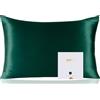 ZIMASILK Federa 100% Seta di gelso per capelli e pelle, Federa per cuscino in seta naturale da 19 momme, entrambi i lati sono realizzati in seta（1 pezzo, Nero-verde, 50x75cm)