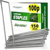 AMAGABELI GARDEN & HOME Amagabeli Garden Home 100 Picchetti Pacciamatura a U in Acciaio Lunghi 150mm Diametro Ø3mm Ancoraggio Premium a Terra Telo Chiodi Pacciamatura Impermeabile Erbacce Ancore per Reti Recinzioni