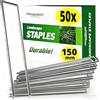AMAGABELI GARDEN & HOME Amagabeli Garden Home 50 Picchetti Pacciamatura a U in Acciaio Lunghi 150mm Diametro Ø3mm Ancoraggio Premium a Terra Telo Chiodi Pacciamatura Impermeabile Erbacce Ancore per Reti Recinzioni