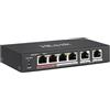 HiLook Switch NS-0106P-35. Value series 6 porte unmanaged 4 PoE 100Mbps 35W+ 2 uplink 100 Mbps