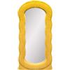 Baroni Home Specchio da Parete con Cornice in Tessuto Bouclè, Specchio Decorativo Moderno a Mezza Persona, Installazione Verticale, 80x40 cm (Giallo)