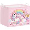 decalsweet Grande Cesto Portabiancheria con Manici, 36L Pieghevole Cesta Giochi Bambini, Cestino Portaoggetti per Vestiti Giocattoli, Cesta Porta Giochi per Ragazze Ragazzi (Castello dell'unicorno)