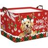 Clastyle Ceste Biancheria Bambini Animale Domestico di Natale Cestino Giocattoli Vestiti Fiocco di Neve per Ragazzo Ragazza Cestino Portaoggetti per Bagno Cameretta Bucato, Cachorro, 40x30x30 cm