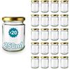Espirito Rebelde 20 Barattoli di Vetro Rotondi Vuoti 250 ml con Coperchio - Vasetti per Marmellata, Conserve, Miele e Dolci | Bomboniera Matrimonio | Espirito Rebelde