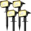 nipify 4 Pezzi Faretti Solari a Led da Esterno Giardino con Sensore di Movimento, [56LED/3 Modes] Lampade da Giardino Potenti Impermeabile Luci Solari Esterno per Cortile Vialetto (Bianco caldo)