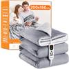 Mia&Coco Coperta Elettrica Termica Riscaldata Riscaldante con Telecomando Digitale, Flanella Sherpa 180x200cm, 10 livelli e 1~9 ore di spegnimento automatico, Lavabile in Lavatrice, Grigio