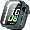 BoerHang Cover Compatibile con Honor Watch 5, Custodia Anti-collisione in PC Rigido + Pellicola Protettiva in Vetro Temperato, Cover Compatibile con Honor Watch 5.(Ago di pino verde)