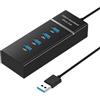 coverzone Encore EN-303 Hub USB 3.0 a 4 Porte, Nero