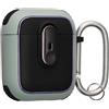kwmobile Cover per Apple Airpods 1 & 2 Case - Custodia per Airpods Pro 2 Generazione - Porta Cuffie con Chiusura Sicura - Adatta a Ricarica e Trasporto - verde/nero