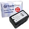 Trade-Shop - 2 batterie agli ioni di litio V-Mount 14,4 V, 15600 mAh, 230 Wh Twist D-Tap USB per Sony Camcorder sostituisce BP-190WS BP-C190S BP-230W BP-285W BP-300W