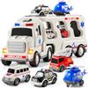 JUKUDAHU Set di giocattoli 5 in 1 per bambini da 3 a 8 anni, con forza di attrito, veicoli con luce e suono, auto della polizia, vigili del fuoco, camion di ambulanza, regalo di compleanno per bambini