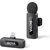 BOYA by-V1 - Microfoni wireless per iPhone e iPad con porta Lightning certificata MFi, portata 100 m, durata della batteria 9H, riduzione del rumore, mini microfono con clip sul bavero wireless per la