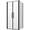 Parama Box doccia 80x70cm con apertura saloon e parete fissa, profili nero opaco e vetro da 6mm trasparente h195 | Elba