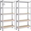 2 Scaffali Metallo Garage Magazzino 5 Ripiani Regolabili 650kg 150x75x30cm Argen