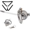 YZWDQYHDYS Gabbia di castità maschile in acciaio, anello opzionale in 4 misure con 1 tubo e 1 cintura di castità, mini gabbia di castità invisibile -A62IT (40mm)