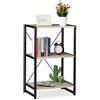 Relaxdays Scaffale in Legno Stile Industrial, Libreria Piccola con 3 Ripiani HLP: 80x50x35cm in Rovere/Metallo, Marrone