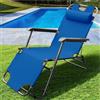 BAKAJI Sedia Sdraio Reclinabile in Lettino Prendisole Esterno Giardino Poltrona Relax Pieghevole in Metallo e Tessuto Oxford Traspirante con Poggiatesta Imbottito Terrazzo Piscina Spiaggia (Blue)