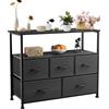 DUMOS Cassettiera con cassetti, cassettiere e credenze per camera da letto, cassettiera con 5 cassetti, mobile TV con robusto telaio in acciaio, ideale per camera da letto, soggiorno (nero)
