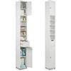 VOUNOT® Colonna Bagno, Armadio da Bagno Salvaspazio, Mobile Alto Bagni con 2 Ante e 1 Cassetto, 20x20x180cm, Bianco