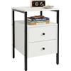 Relaxdays Comodino 2 cassetti, ripiani aperti, bianco/nero