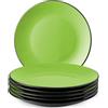 MIAMIO - Set 6 piatti piani in ceramica (26 cm) - Le Papillon (Verde) | Set di piatti in ceramica (26 cm) per colazione, contorni e dessert, lavabili in lavastoviglie