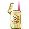 JXUFGYES Accendino a fiamma fredda, antivento, fiamma rossa, accendino ricaricabile a butano, portatile in metallo, fiamma regolabile, adatto for campeggio all'aperto, regalo for uomo(Gold)