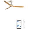 CREATE CREA/WINDLIGHT CUP DC/Ventilatore da soffitto con WIFI con luce motore DC bianco, pale in legno naturale/Silenzioso, 2 altezze, timer