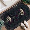 Generic Tappeto runner con teschio, gotico scuro corvo fiore Halloween nero a pelo basso spugna zerbino rettangolare stampa accenti tappeto per cucina bagno ingresso comodino decorazione 0,6 x 0,9 m