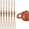 QUARKZMAN 6Pcs Corda Per Coperchio Teiera 17 cm Corde Giallo Scuro | Per Coperchio Teiera Fatte A Mano, Con Perlina Verde, Accessori Cerimonia Del Tè Cinese