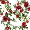 OrgMemory Ghirlanda di Eucalipto, 180cm, Ghirlanda di Fiori, Arco di Fiori, Ghirlanda di Eucalipto Artificiale, per Matrimoni, Decorazione per la Casa (Rosso)