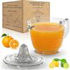 ALYBSOO Bicchiere graduato in vetro con spremiagrumi e lime, 500 ml, 2 tazze, senza BPA, lavabile in lavastoviglie