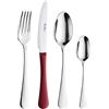 PINTINOX Prima Collection Bellagio Set 24 Pezzi Acciaio Inox Nichel Free Made in Italy, coltello con manico in polipropilene colore Rosso