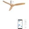 CREATE / WINDCALM NATURAL WOOD S/Ventilatore da soffitto bianco pale legno chiaro con Wifi e telecomando / 40W, Temporizzatore, Ø112 cm, 6 velocità, 3 temperature di luce, funzione estate-inverno