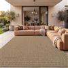 Paco Home Tappeto Da Esterno Impermeabile Balcone Tappeto Da Cucina Soggiorno Boho Motivo Geometrico Aspetto Sisal Design Beige, Dimensione:Ø 120 cm tondo