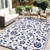 smiry Tappeto per esterni, motivo floreale, resistente alle intemperie, 180 x 270 cm, blu marino e bianco
