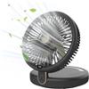 SLuB Ventilatore da Tavolo, Oscillazione Automatica a 120°, Luce LED, Velocità del Vento a 6 Velocità, Ventilatore Turbo Silenzioso per Casa, Ufficio, Cucina, Ecc (Nero)