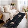 Generic Tappeto runner con teschio, gotico scuro corvo fiore, Halloween, nero, antiscivolo, per interni, rettangolare, non perde pelo, per cucina, ingresso, comodino, porta, corridoio, decorazione, 0,6 x 2,3