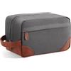 Vorspack Grande borsa da toilette da uomo, borsa da barba in tela resistente all'acqua, con grande capacità, per casa e viaggi, grigio chiaro, Grigio chiaro, Large